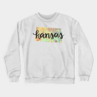 kansas - calligraphy and abstract state outline Crewneck Sweatshirt